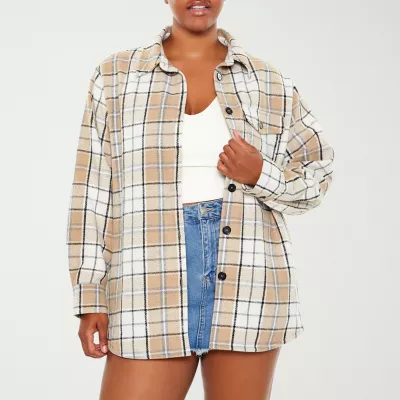 new!Forever 21 Plaid Shacket Lightweight Juniors Plus Shirt Jacket