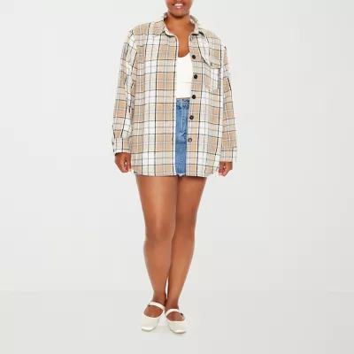 new!Forever 21 Plaid Shacket Lightweight Juniors Plus Shirt Jacket