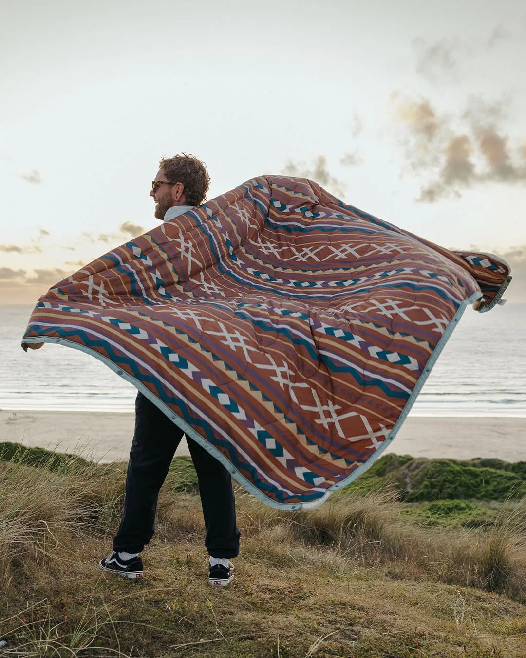 Nomadic Recycled Sherpa Blanket - Ginger Paddle Geo