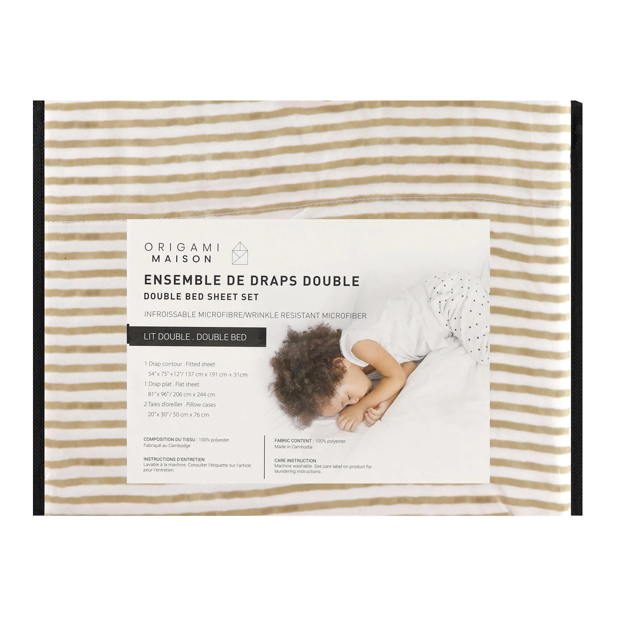 Origami Maison Double Sheet Set - Striped  - Clement