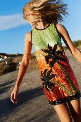 Palm Tree Sequin Vest  Dress