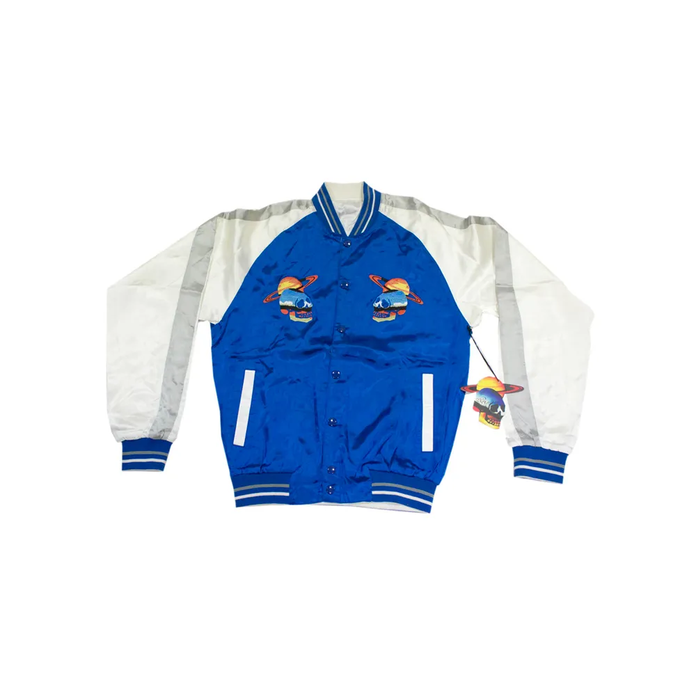 Perks and Mini Sukajan Planet Skull Reversible Jacket Azure