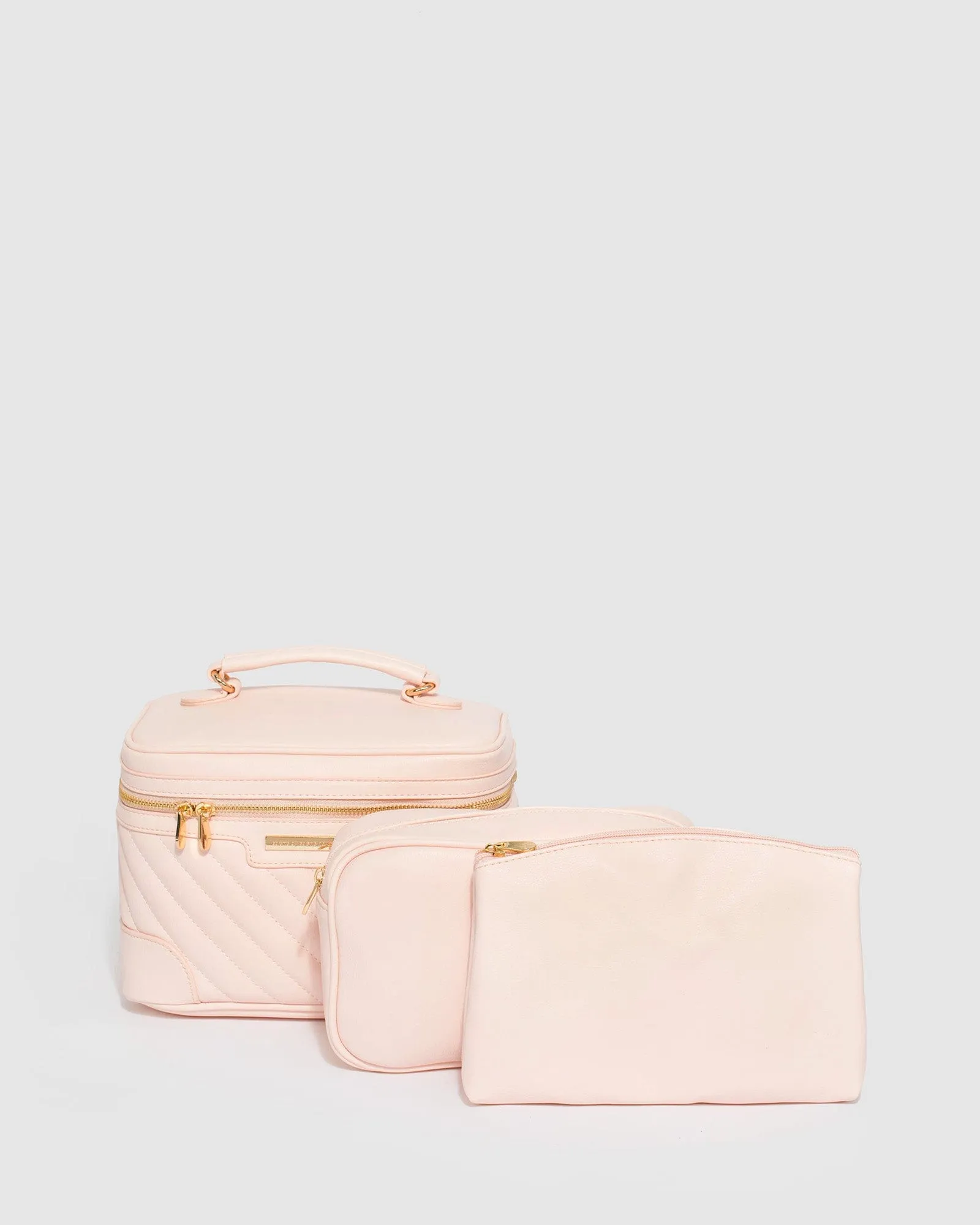 Pink Diag Quilt Cosmetic Case