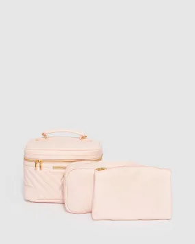 Pink Diag Quilt Cosmetic Case