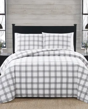 PLAID 3 PIECE FLANNED DUVET COVER SET