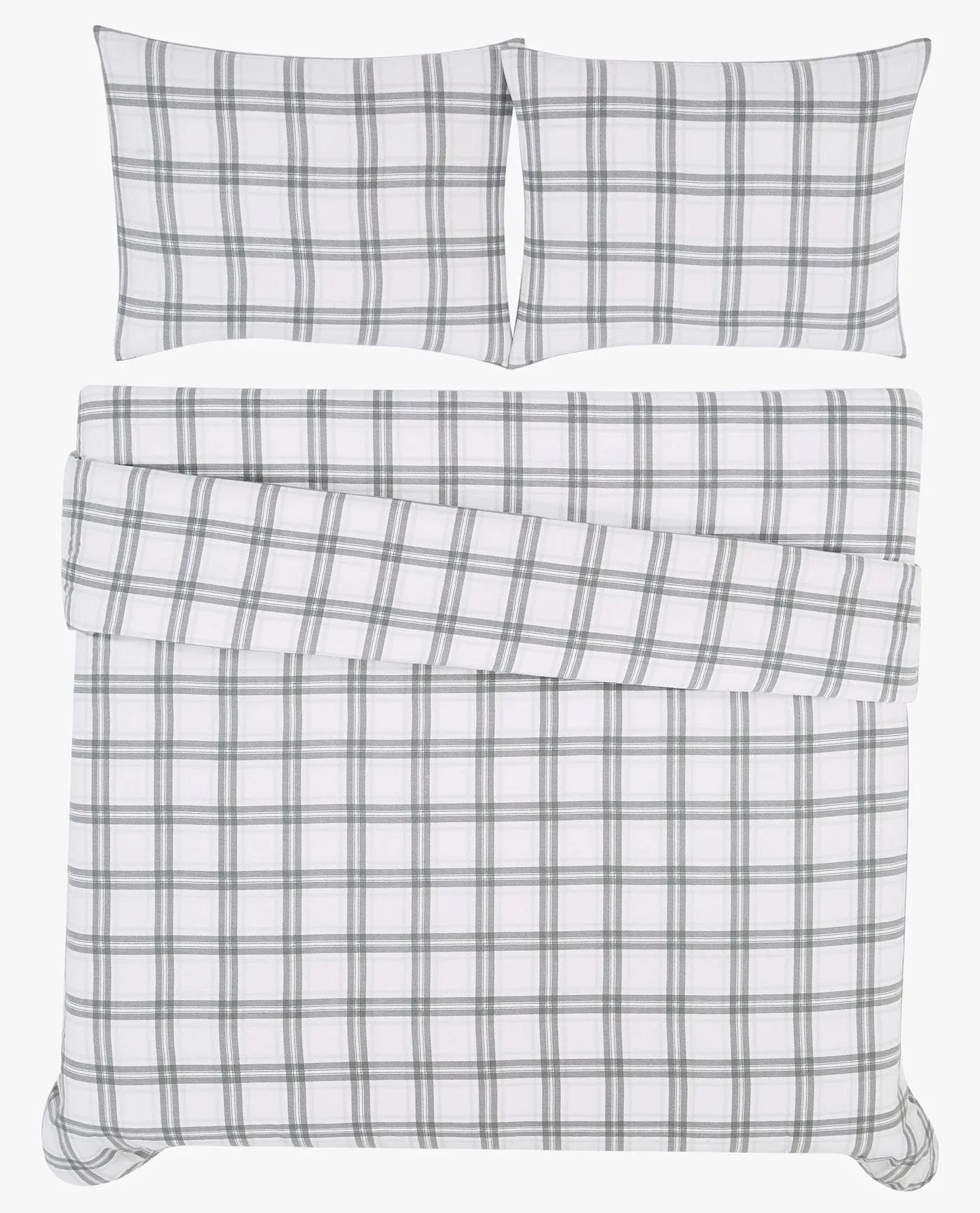 PLAID 3 PIECE FLANNED DUVET COVER SET