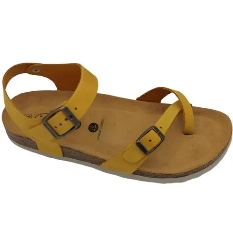 Plakton Savannah/Zomba Women's Cork Sandals - Mustard, Stylish Comfort