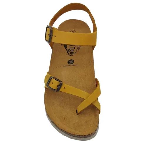 Plakton Savannah/Zomba Women's Cork Sandals - Mustard, Stylish Comfort