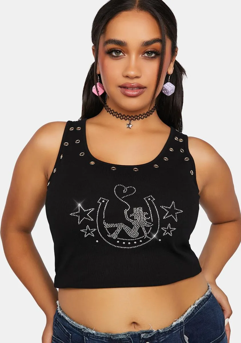 Plus Texas Fold'em Rhinestone Crop Tank-