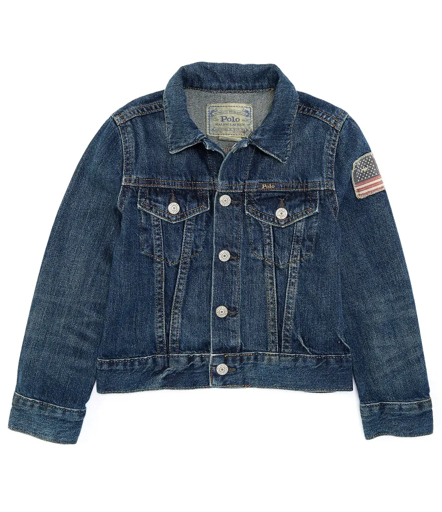 Polo Ralph Lauren Little Boys 2T-7 American Flag Patch Denim Trucker Jacket