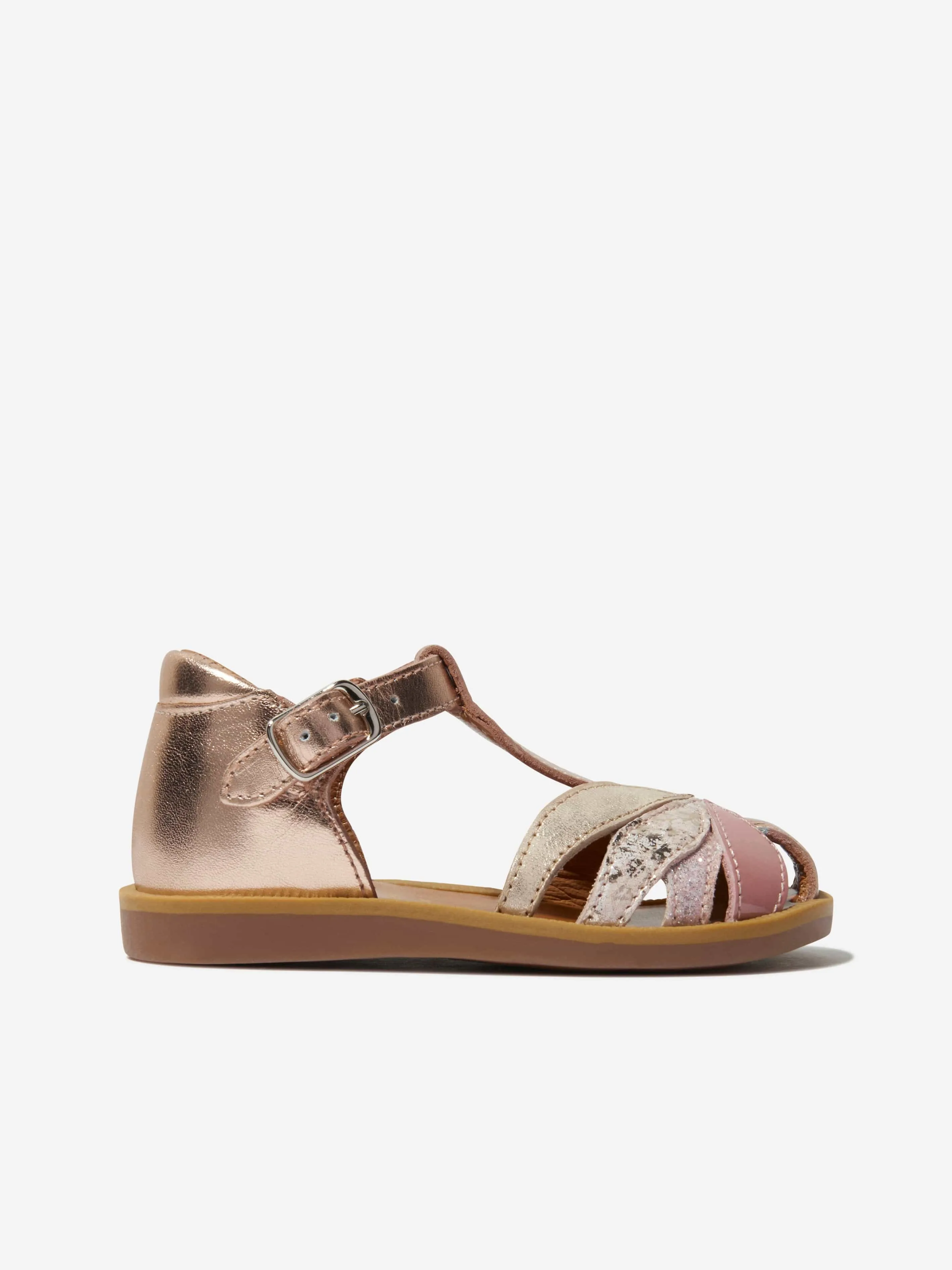 Pom D'Api Girls Leather Poppy Oto Sandals in Pink