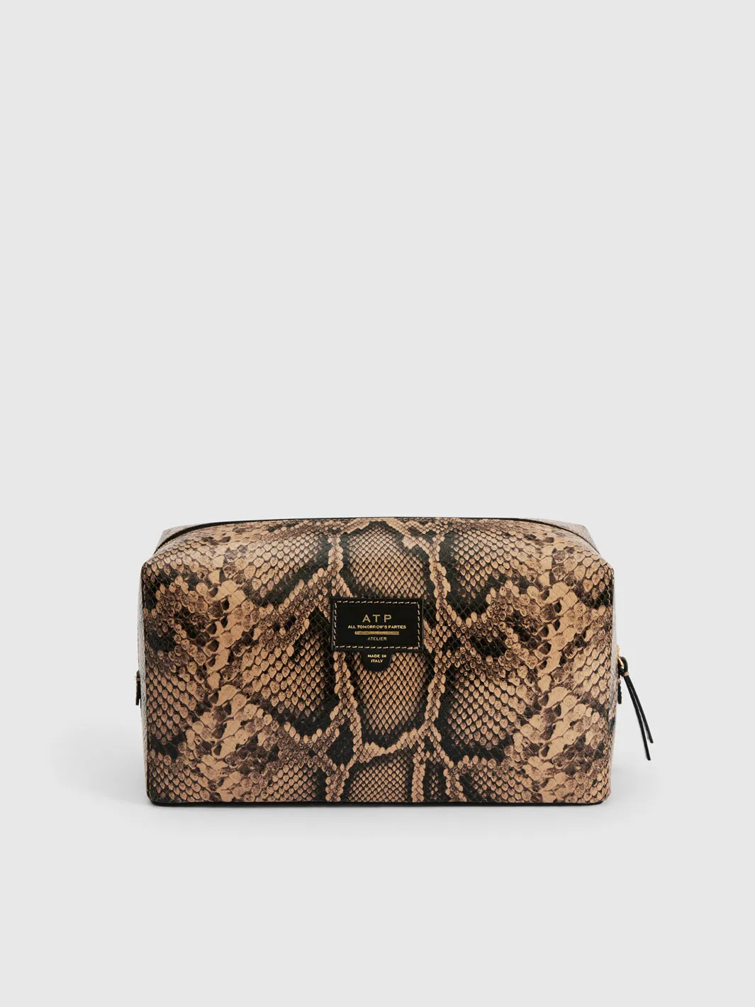 Pomaia Nocciola Printed Snake Beauty Bag