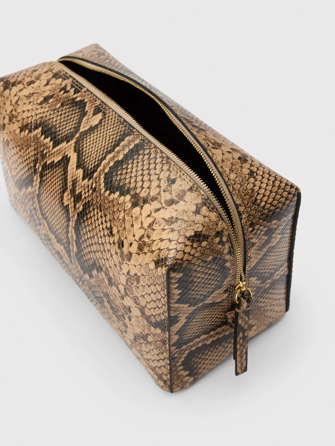 Pomaia Nocciola Printed Snake Beauty Bag