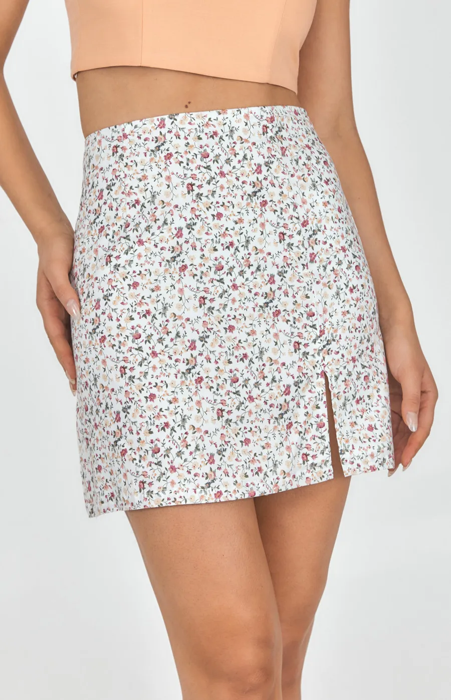 Printed Side Split Skirt (WSK205B)