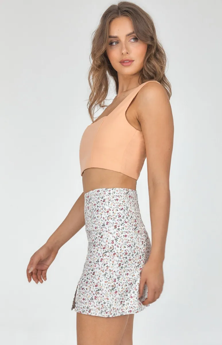 Printed Side Split Skirt (WSK205B)