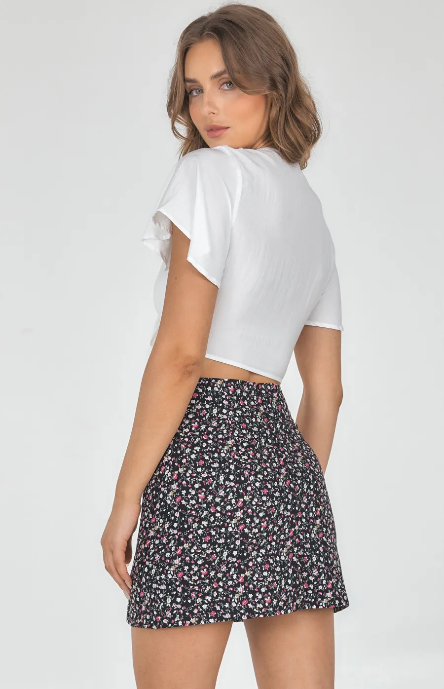 Printed Side Split Skirt (WSK205B)