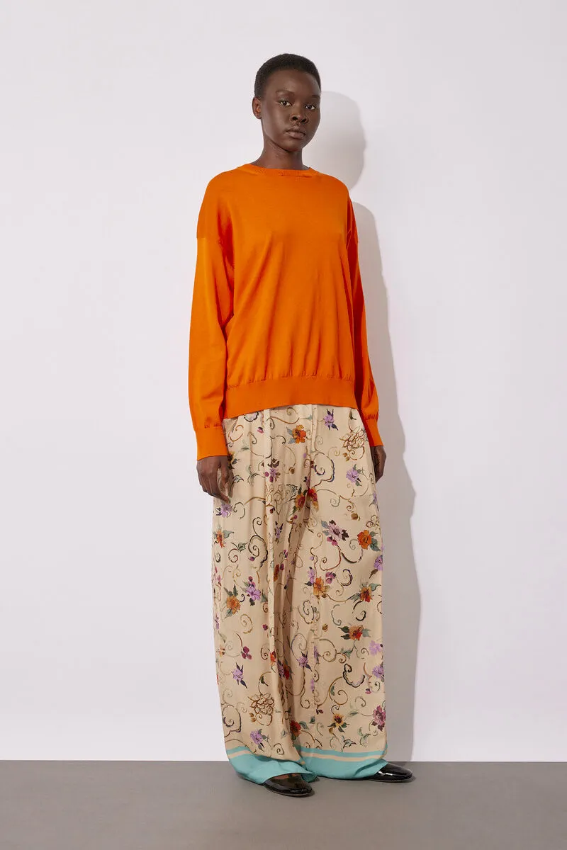 Printed Viscose Habotai Trousers