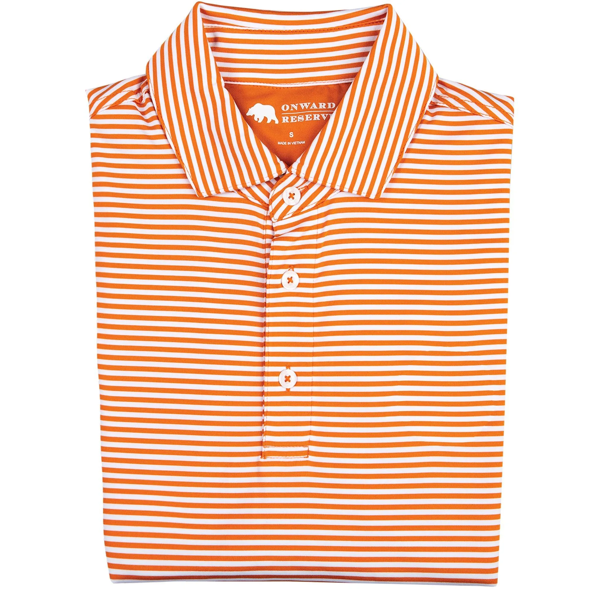 Pro Stripe Performance Polo - Orange/White