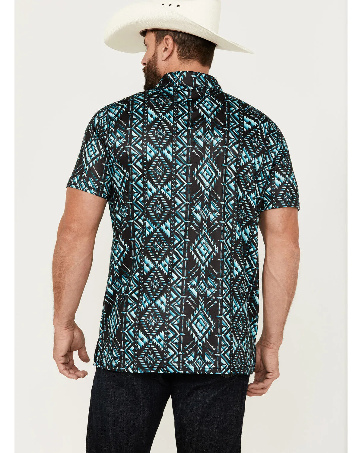 Product Name:  Rock & Roll Denim Men's Boot Barn Exclusive Southwestern Print Short Sleeve Polo Shirt