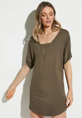 Pureness | Short Dress Short Sleeve - major brown