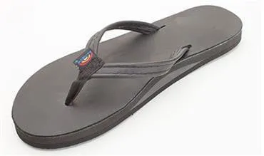 Rainbow Sandals Women's Black Classic Leather Single Layer Narrow Strap 301ALTSNTTBK