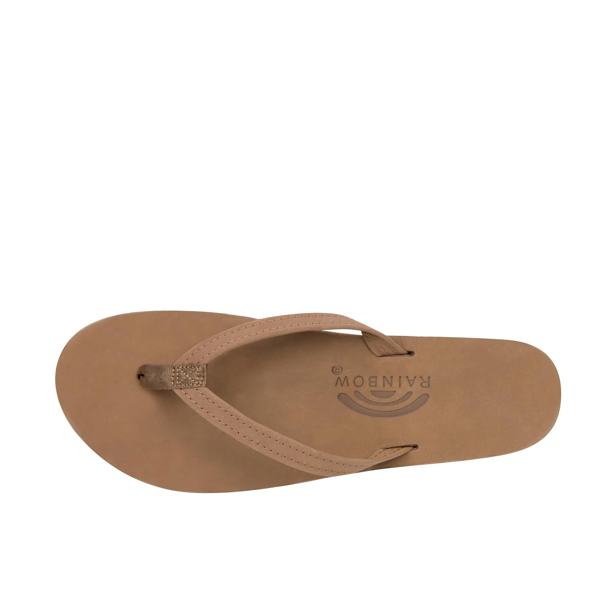 Rainbow Sandals Womens Premier Leather Single Layer Arch Narrow Strap Dark Brown