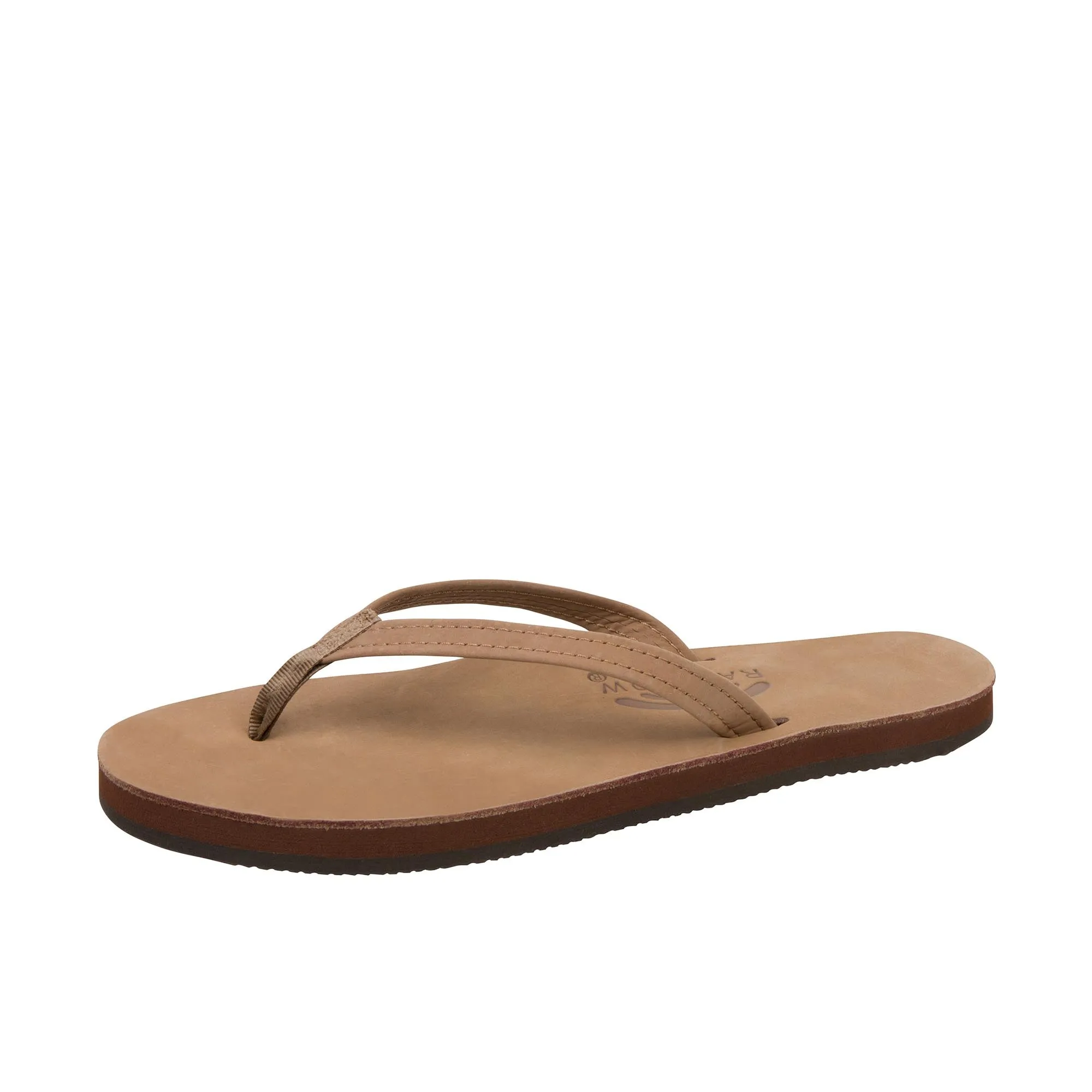 Rainbow Sandals Womens Premier Leather Single Layer Arch Narrow Strap Dark Brown