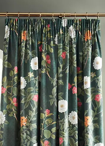 RHS Arcadia Floral Pair of Lined Pencil Pleat Curtains | Kaleidoscope