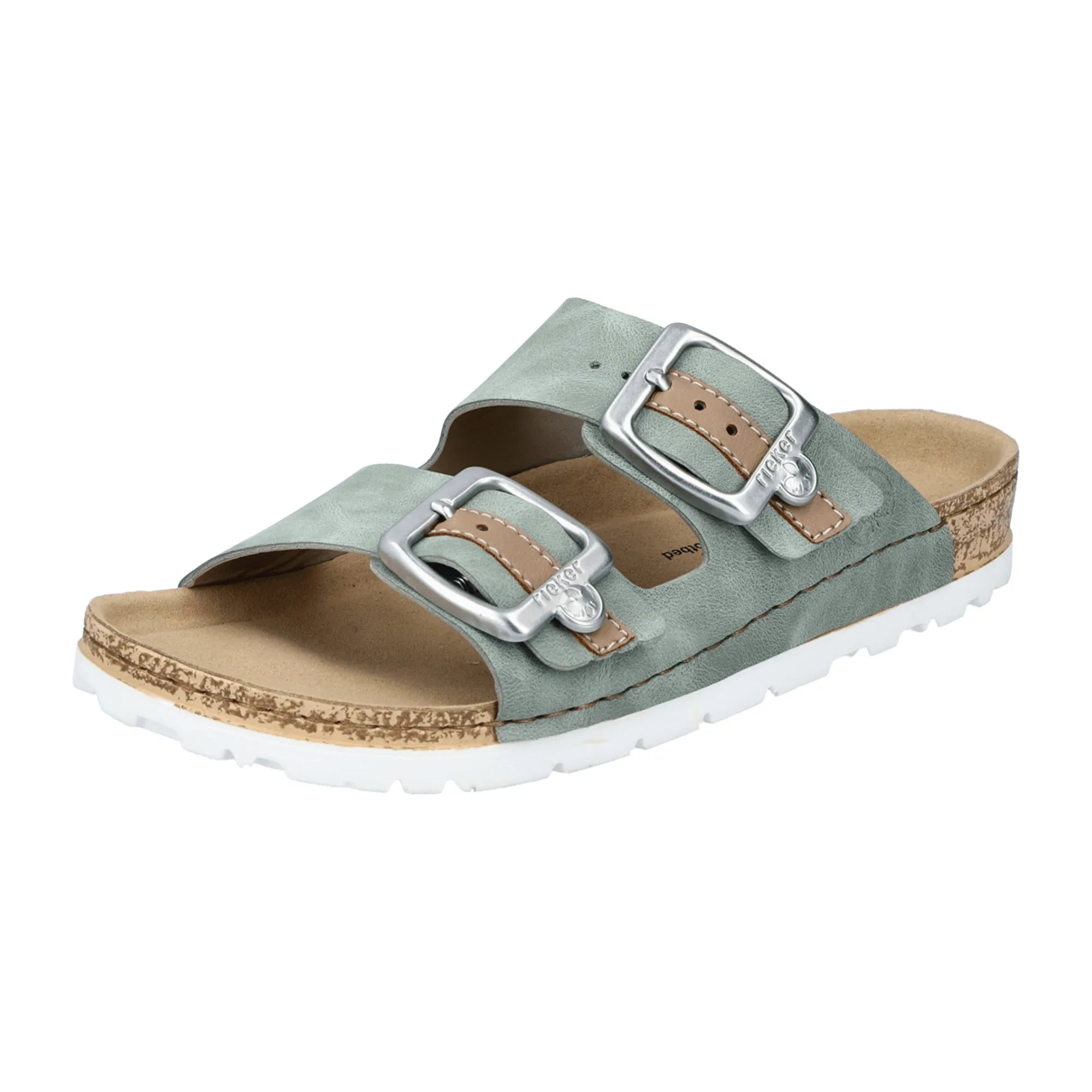 Rieker 69850 Women's Green Slip-On Sandals with Buckle and Cushioned Sole