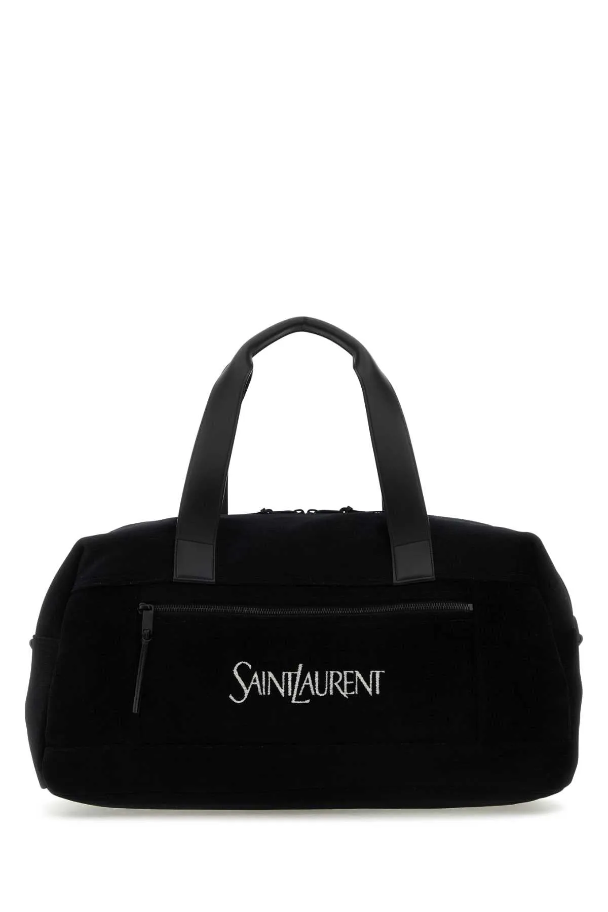 Saint Laurent Black Jacquard Duffle Travel Bag