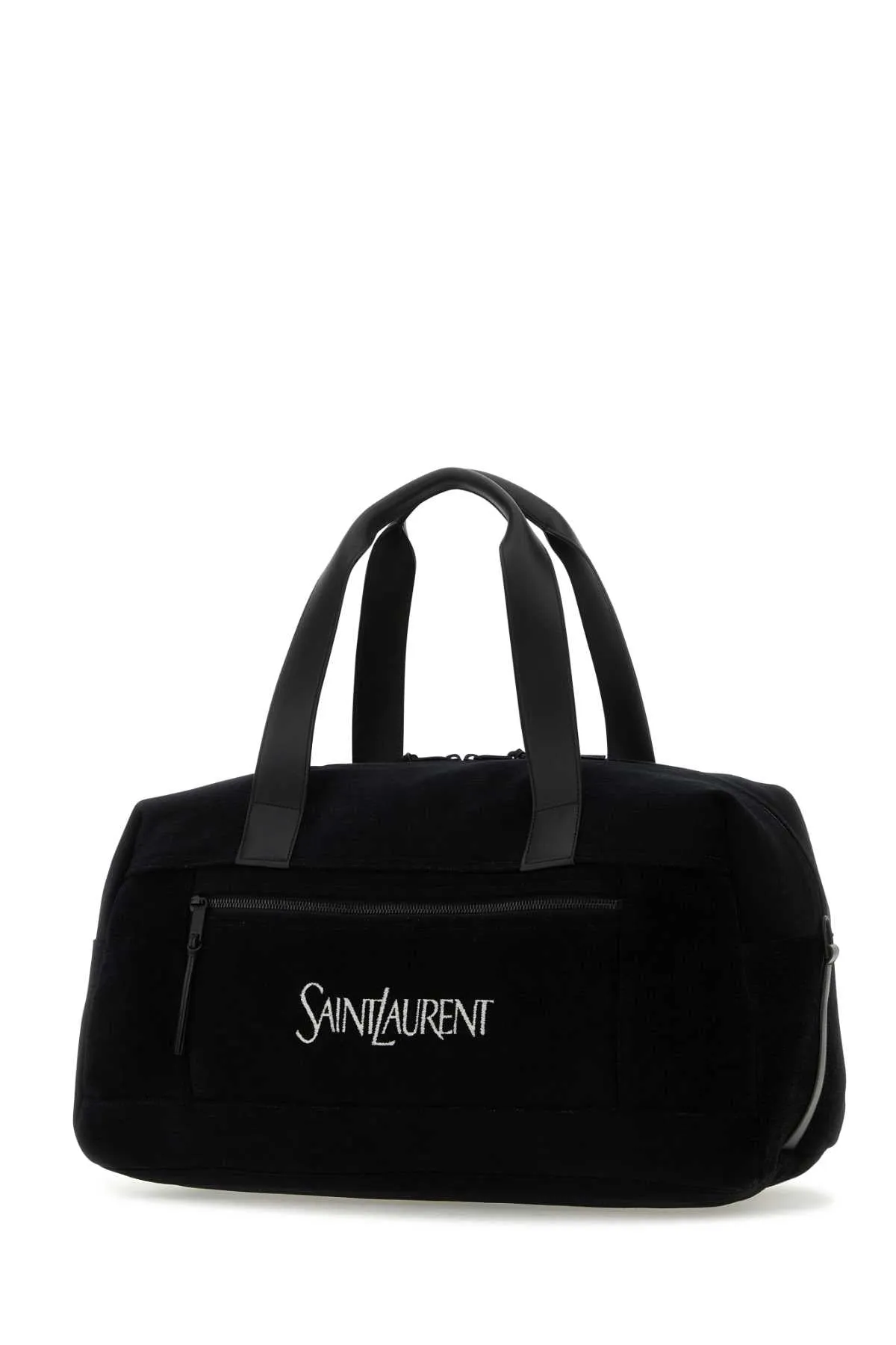 Saint Laurent Black Jacquard Duffle Travel Bag