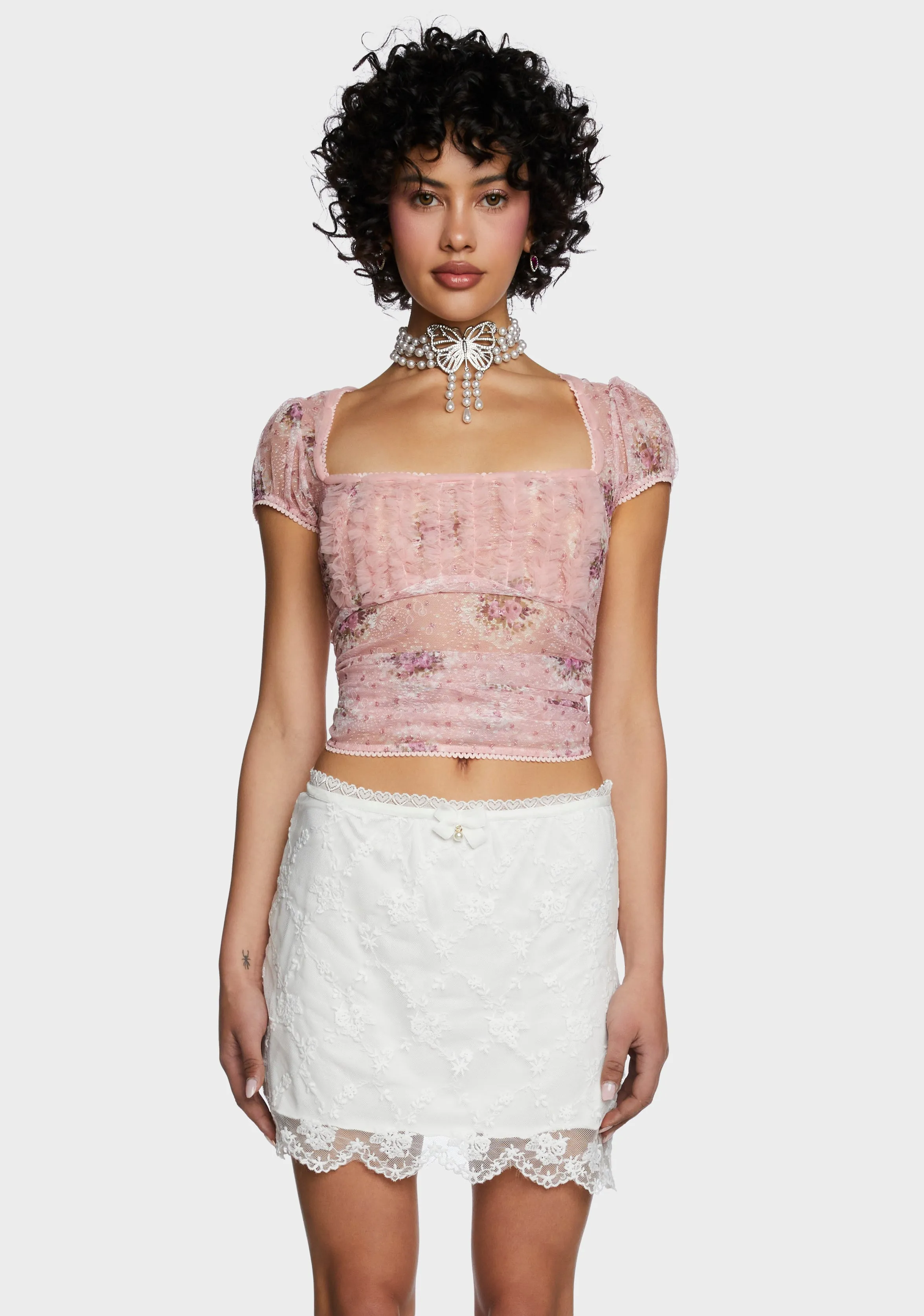 Scandal Sheet Crop Top - Pink-