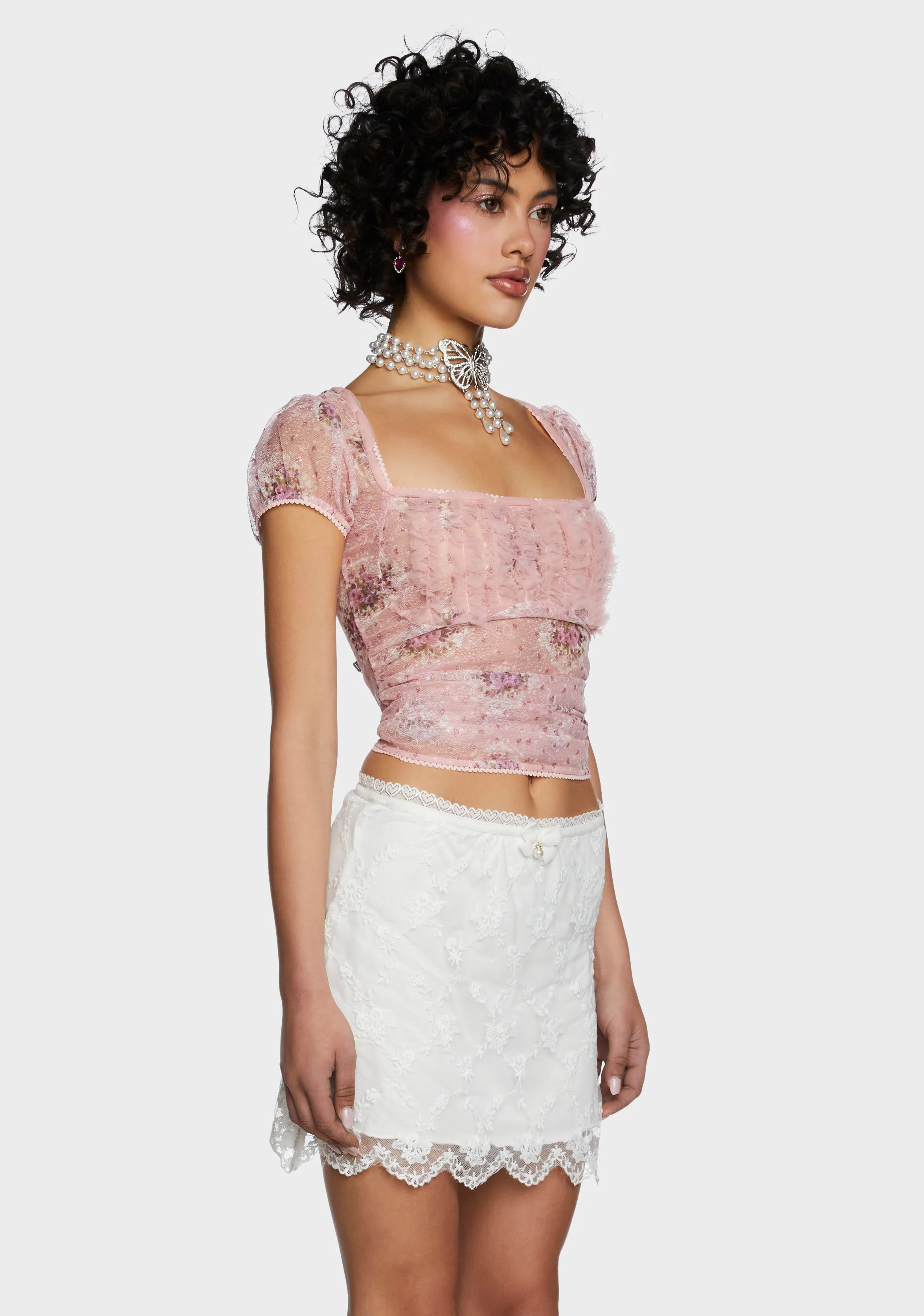 Scandal Sheet Crop Top - Pink-