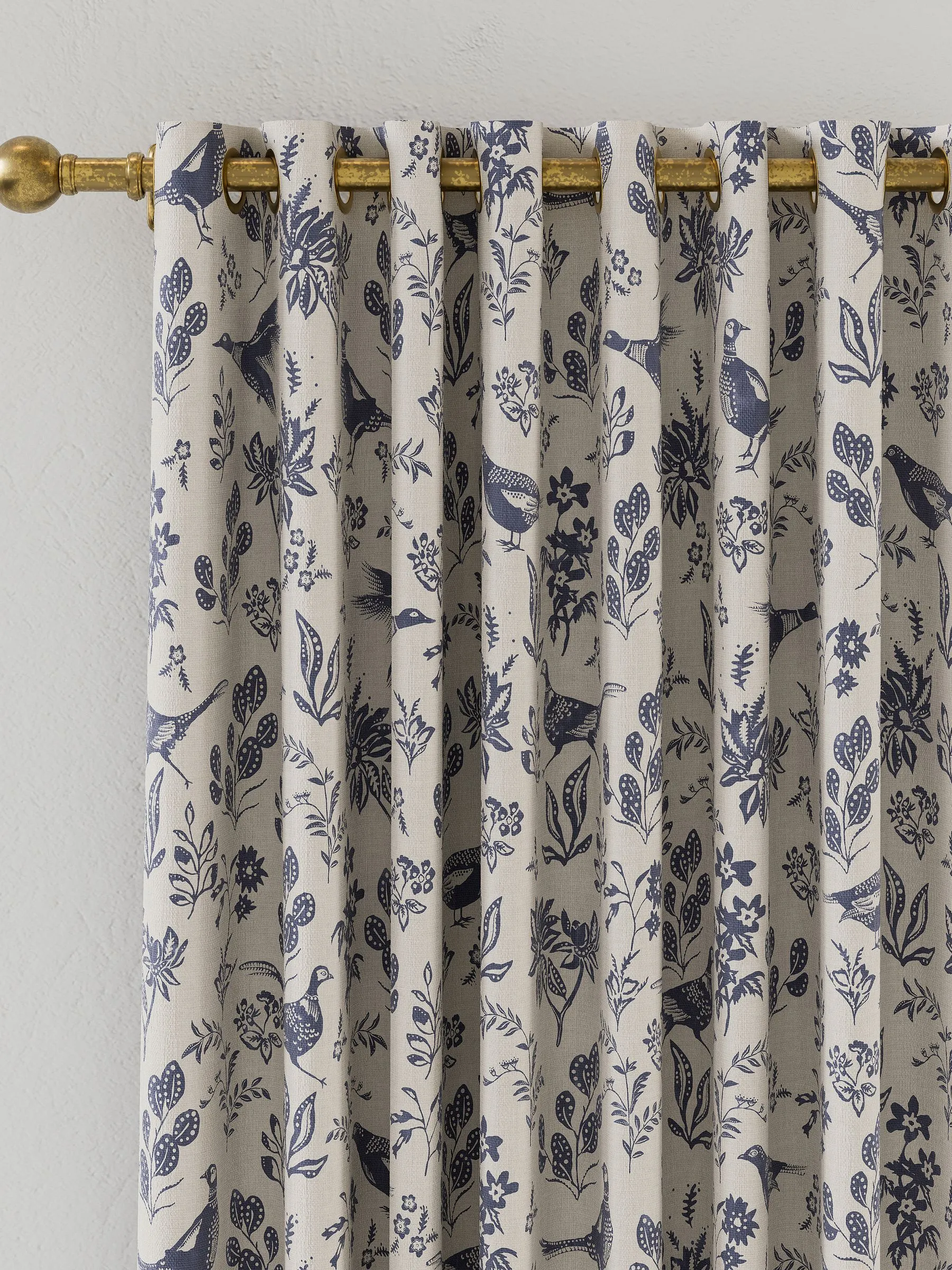 Set of 2 Blue Pencil Pleat Curtains