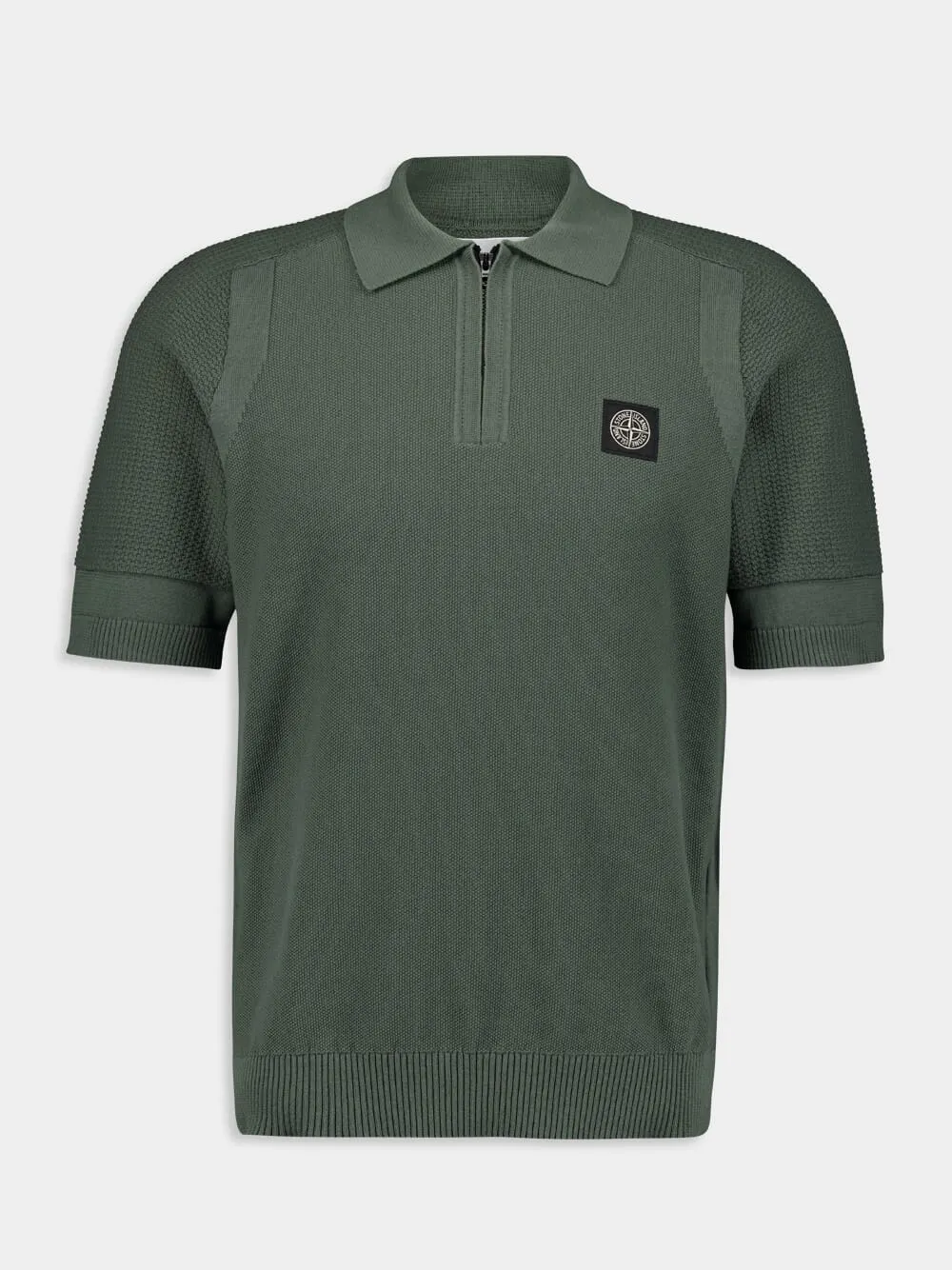 Short-Sleeve Musk Green Polo Knit