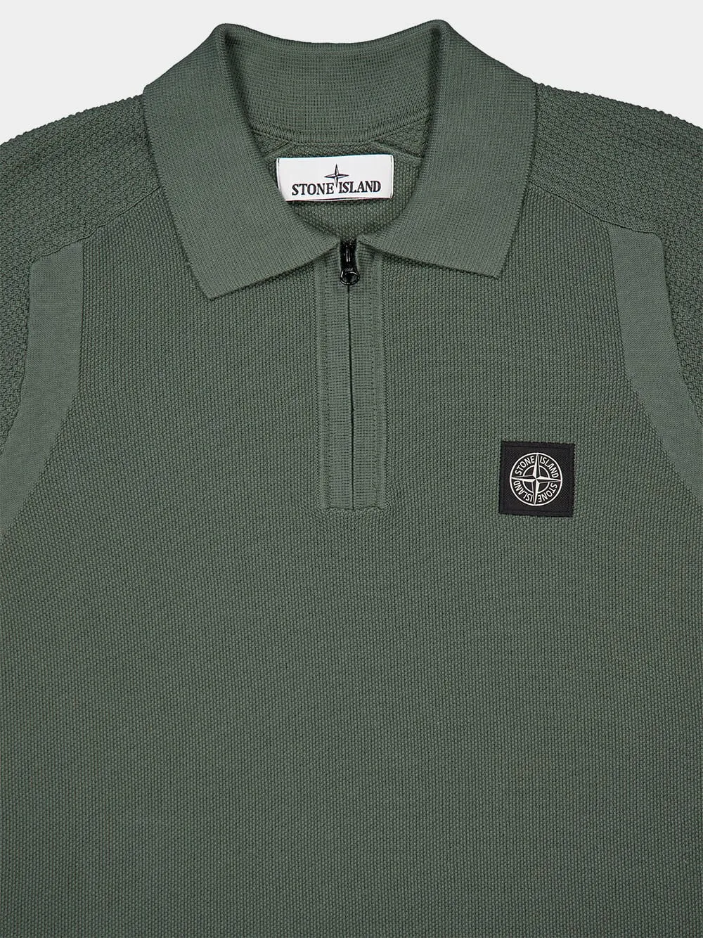 Short-Sleeve Musk Green Polo Knit