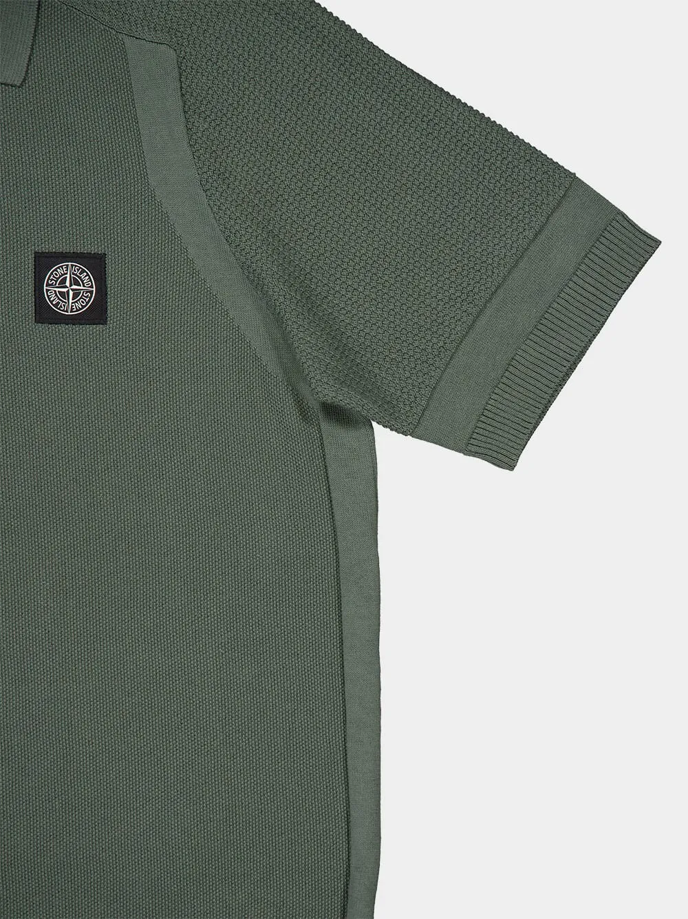 Short-Sleeve Musk Green Polo Knit