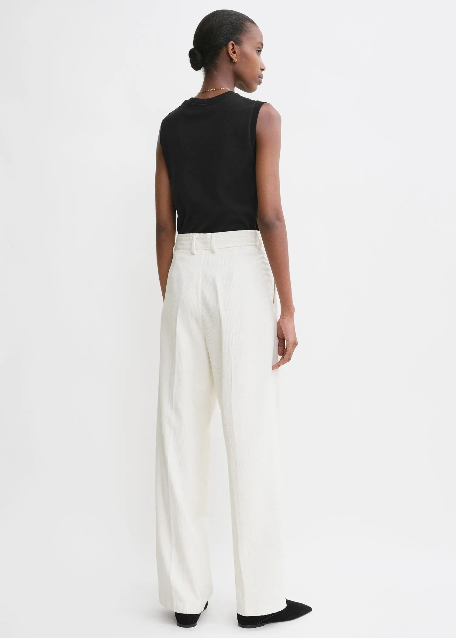 Silk cotton cord trousers meringue