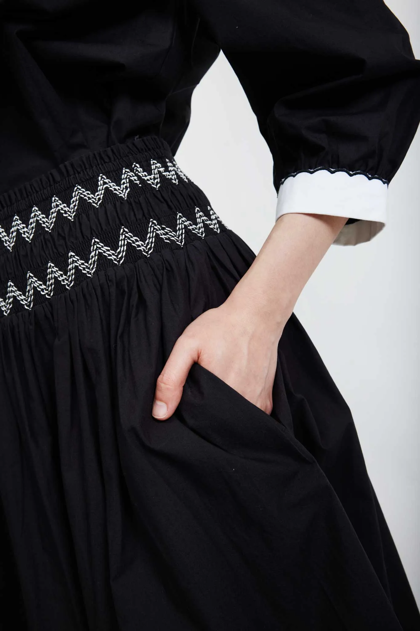    Smocked Skirt in Black      