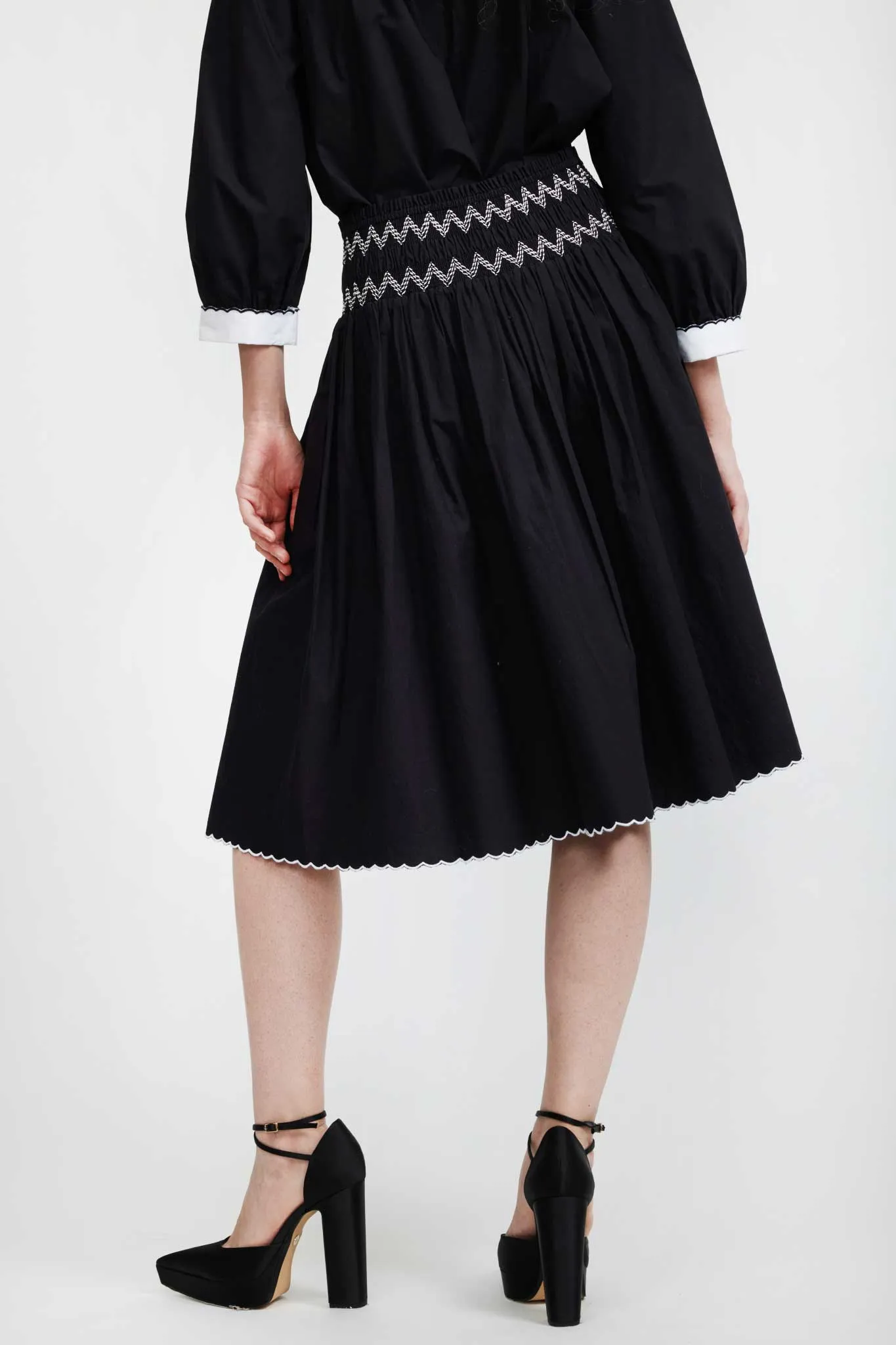    Smocked Skirt in Black      