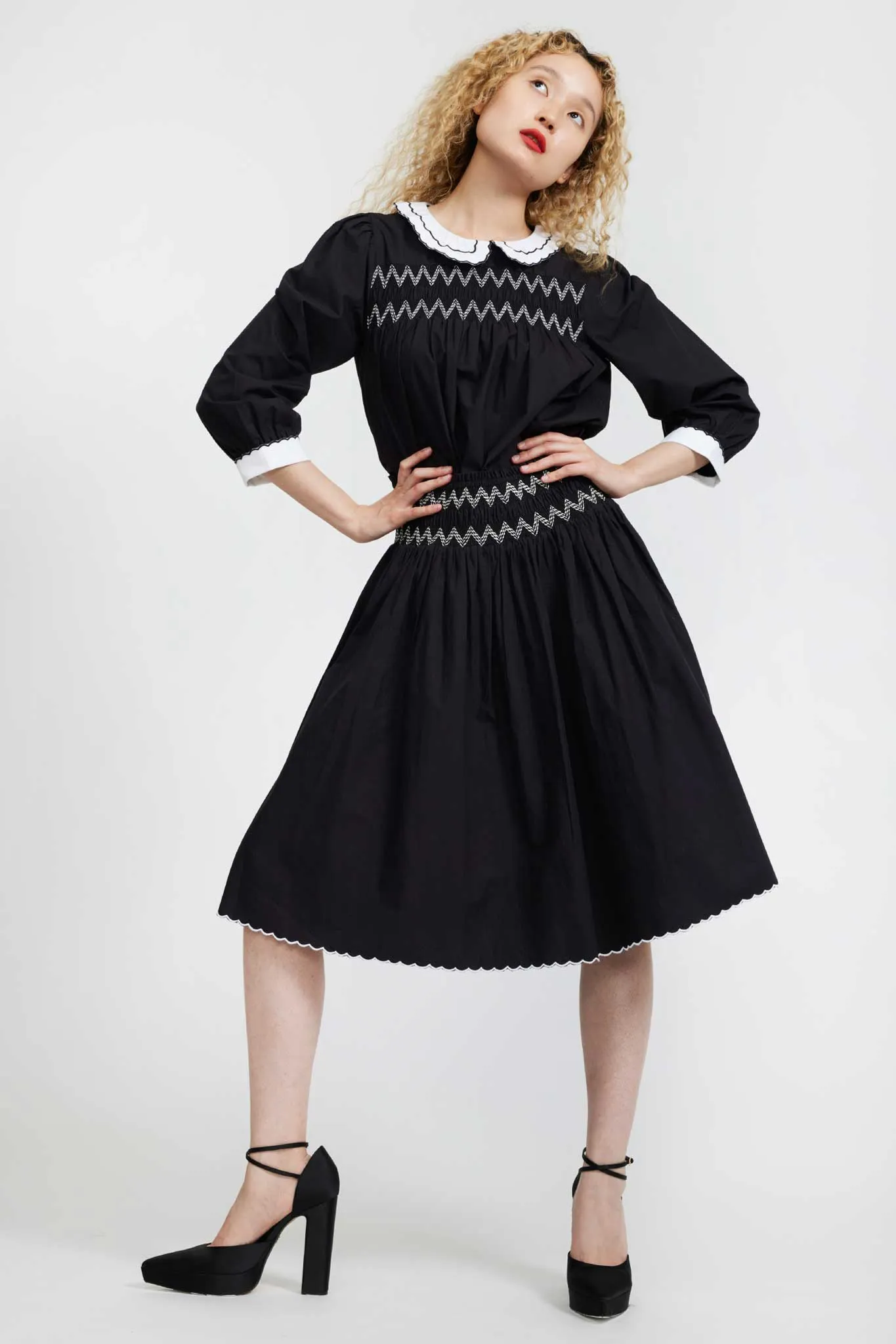    Smocked Skirt in Black      