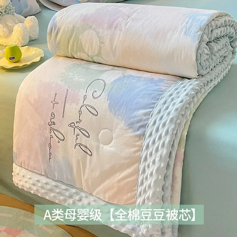 Soybean fiber cotton bean quilt thick winter quilt core single children's pure cotton summer cool quilt spring and autumn air co