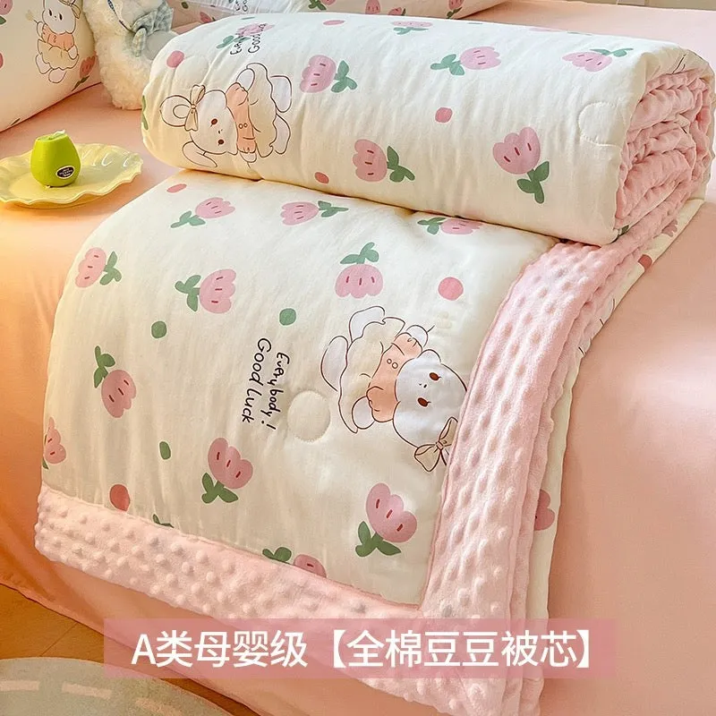 Soybean fiber cotton bean quilt thick winter quilt core single children's pure cotton summer cool quilt spring and autumn air co