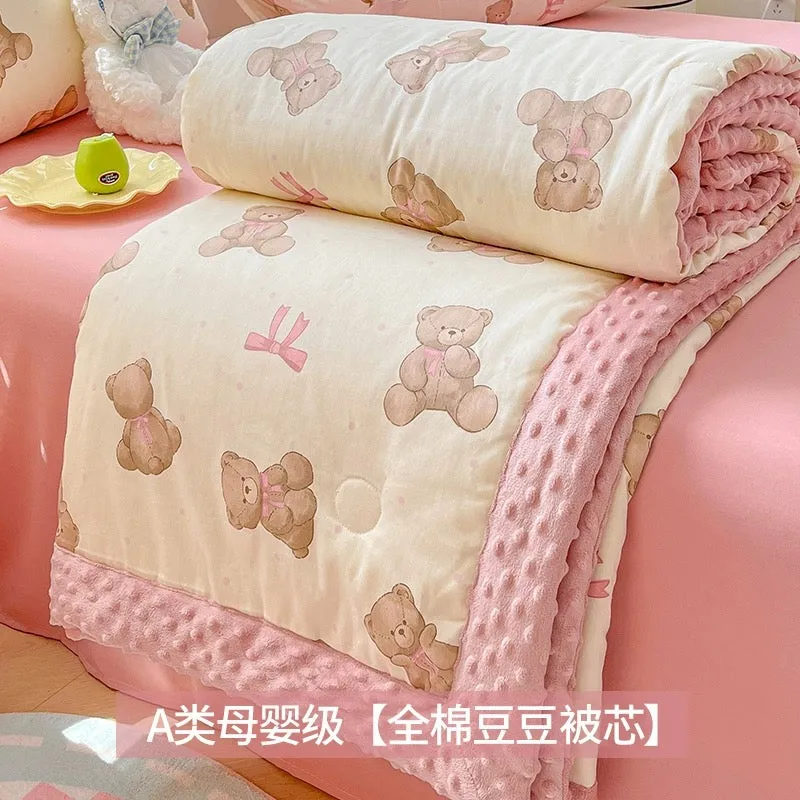 Soybean fiber cotton bean quilt thick winter quilt core single children's pure cotton summer cool quilt spring and autumn air co