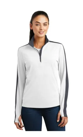 Sport-Tek LST861 DISCONTINUED Ladies Sport-Wick Textured Colorblock 1/4-Zip Pullover