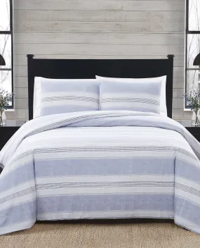 STRIPE 3 PIECE FLANNEL DUVET COVER SET