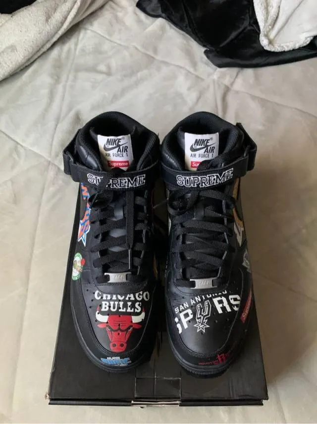 Supreme x Nike Air Force 1 Mid x NBA Black