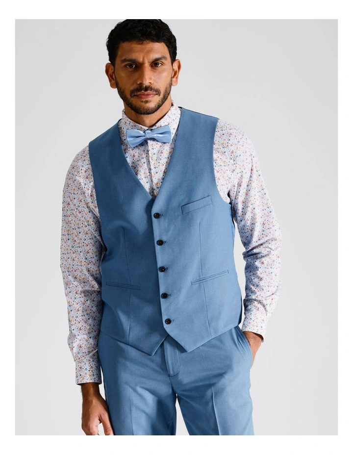 Tailored Puppytooth Vest in Blue