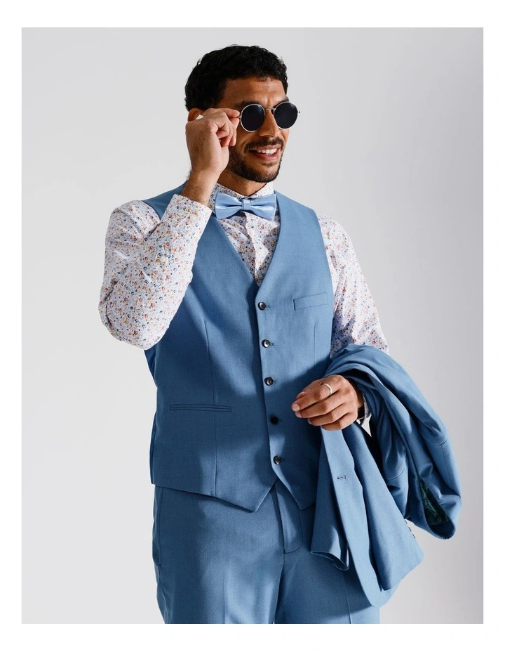 Tailored Puppytooth Vest in Blue