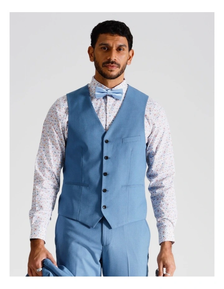 Tailored Puppytooth Vest in Blue